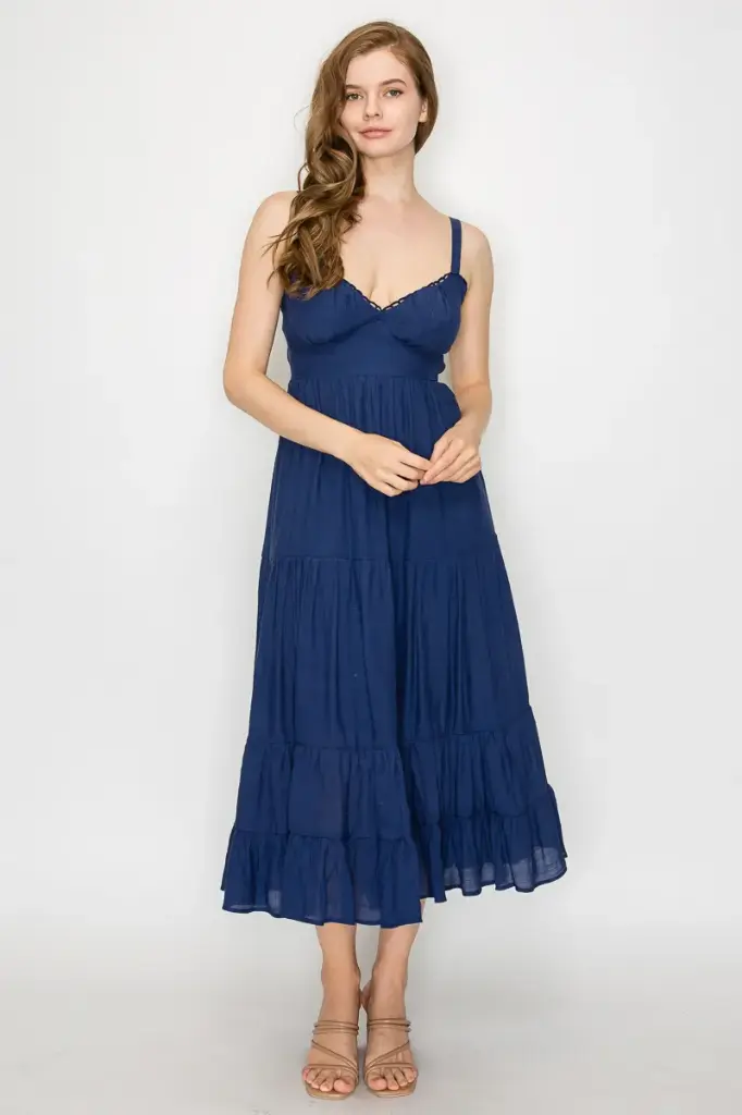 Back Cut-Out Smock Tiered Dress