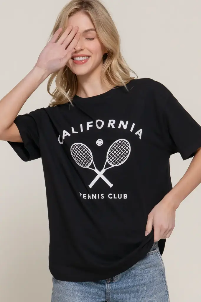 SHORT SLV CREW NECK PRINTED OVERSIZED TEE