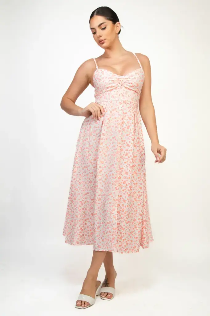 Floral Front Slit Midi Dress