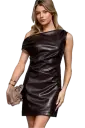 D14763 Asymmetric Faux Leather Mini Dress