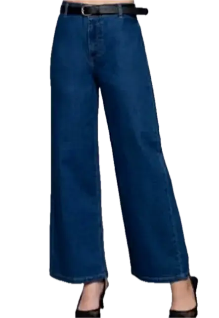 P14773 High Waist Wide Leg Denim Pants