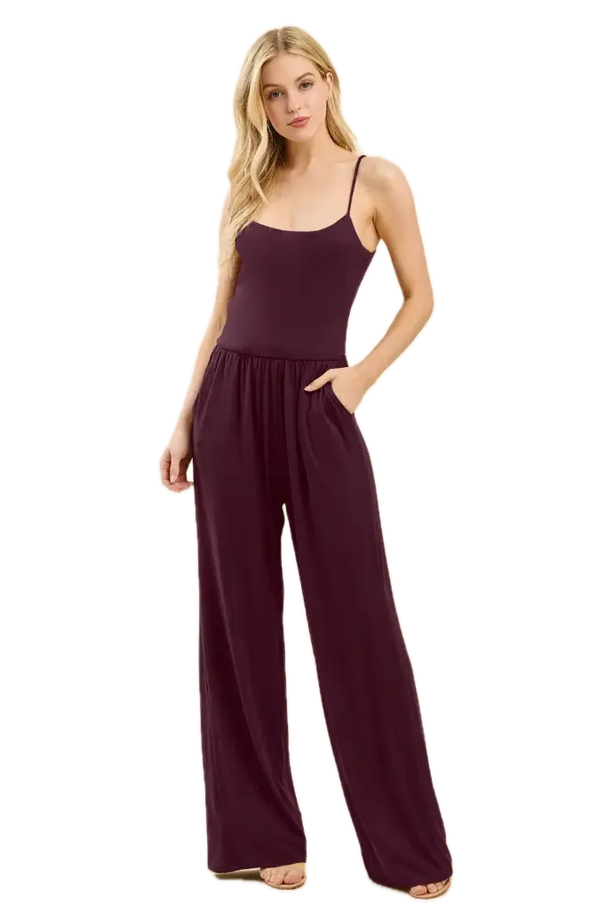 JR55560A Double Layered Pull Up Tank Jumpsuit