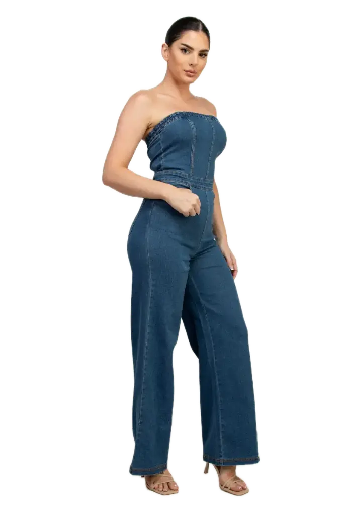 HMP40893 DENIM TUBE JUMPSUIT