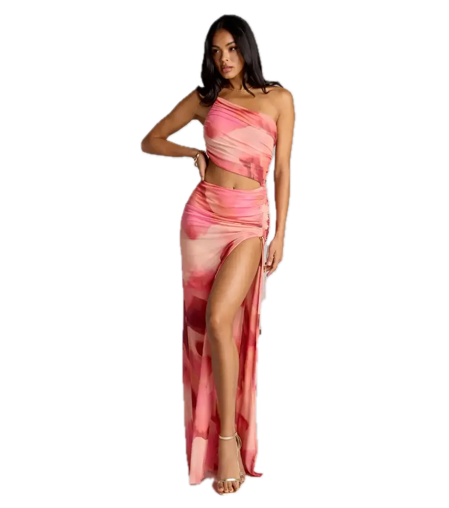 Heat Check Abstract Cutout Maxi Dress