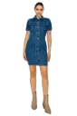 HMD14501 DENIM SHORT SLEEVE MINI DRESS