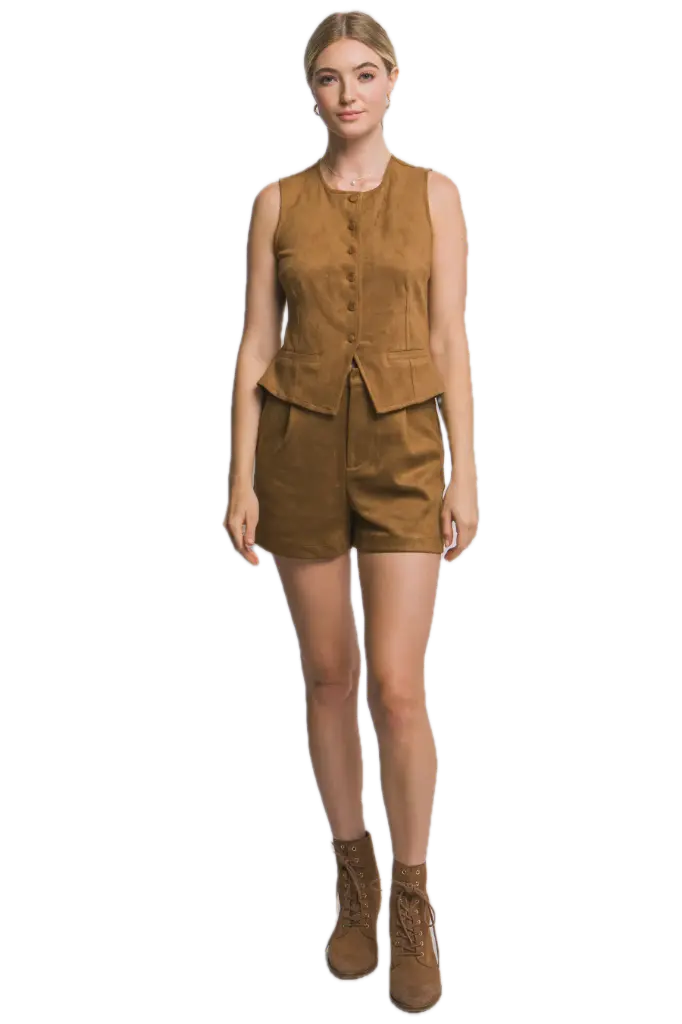 5200VN Button-Up Suede Vest Top 