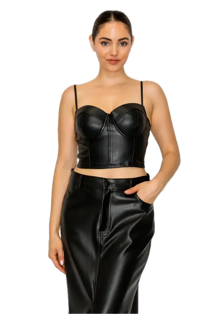 HMT57410 Bustier Sweetheart Faux Leather Top (S)