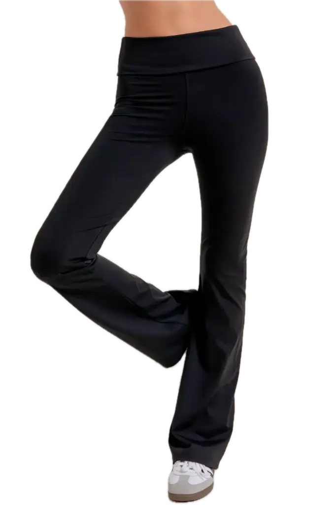 P14510 WAIST FOLD-OVER FLARE WORKOUT LEGGINGS (S)