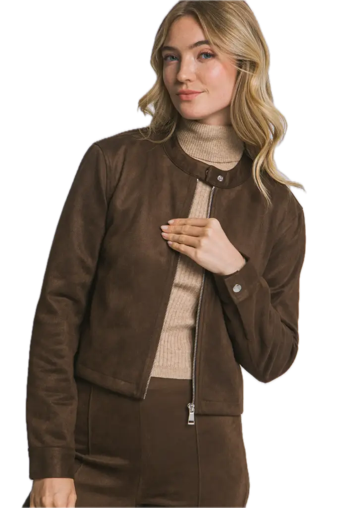 80384JN Faux Suede Zip Jacket