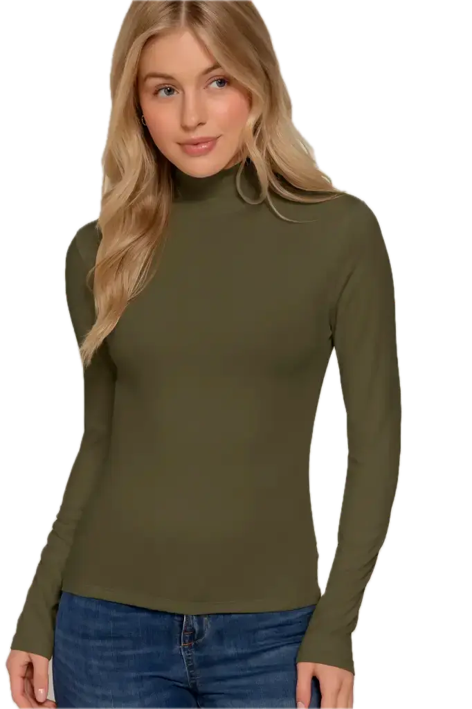 T14499 Long Sleeve Turtleneck Stretch Top