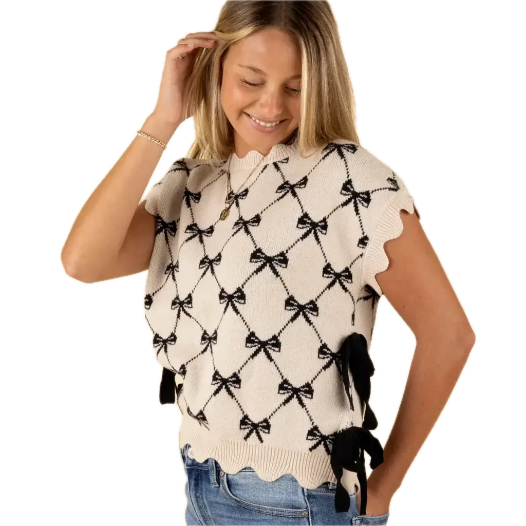 CR2592 Bow Tie Sleeveless Sweater (S)