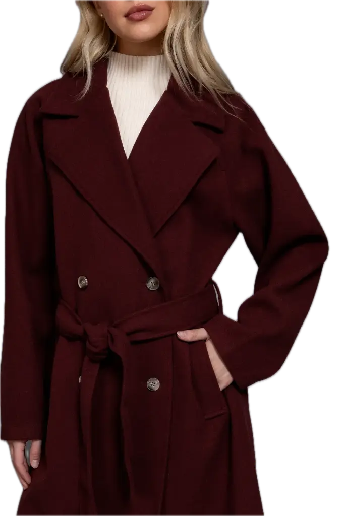 J14600 DOUBLE BREASTED SOFT FELT TRENCH COAT (S)