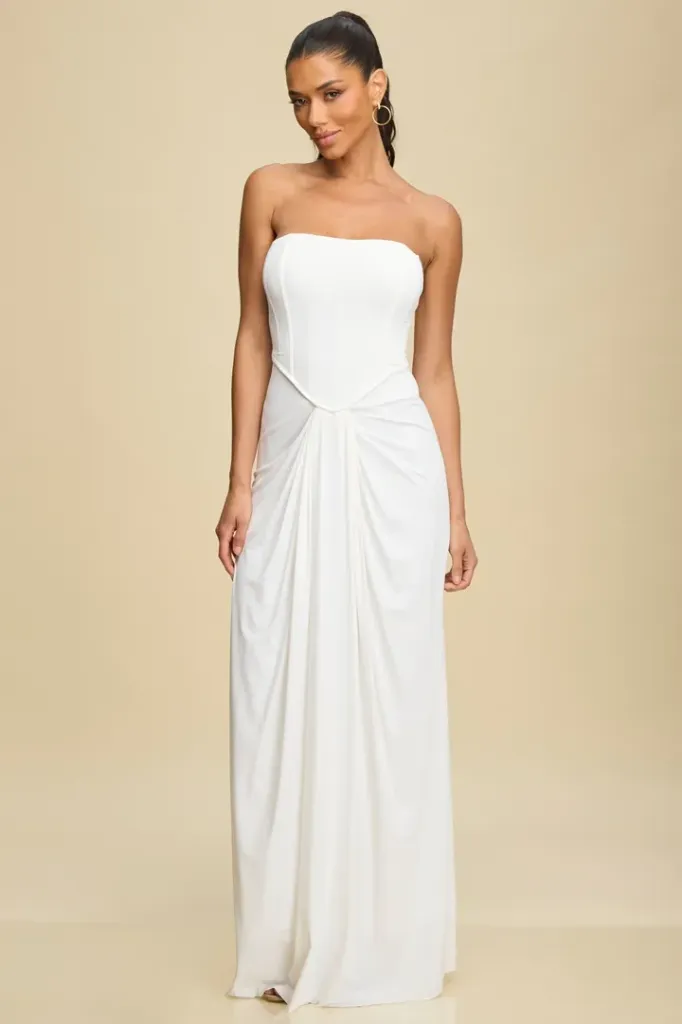 LD11821 DRAPE FRONT BUSTIER DRESS (S)