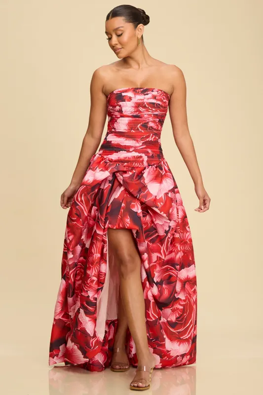 LD12060 FLORAL BALLOON MAXI DRESS (S)