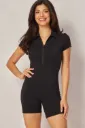 MAYA-04R Zip-Up Polo Romper