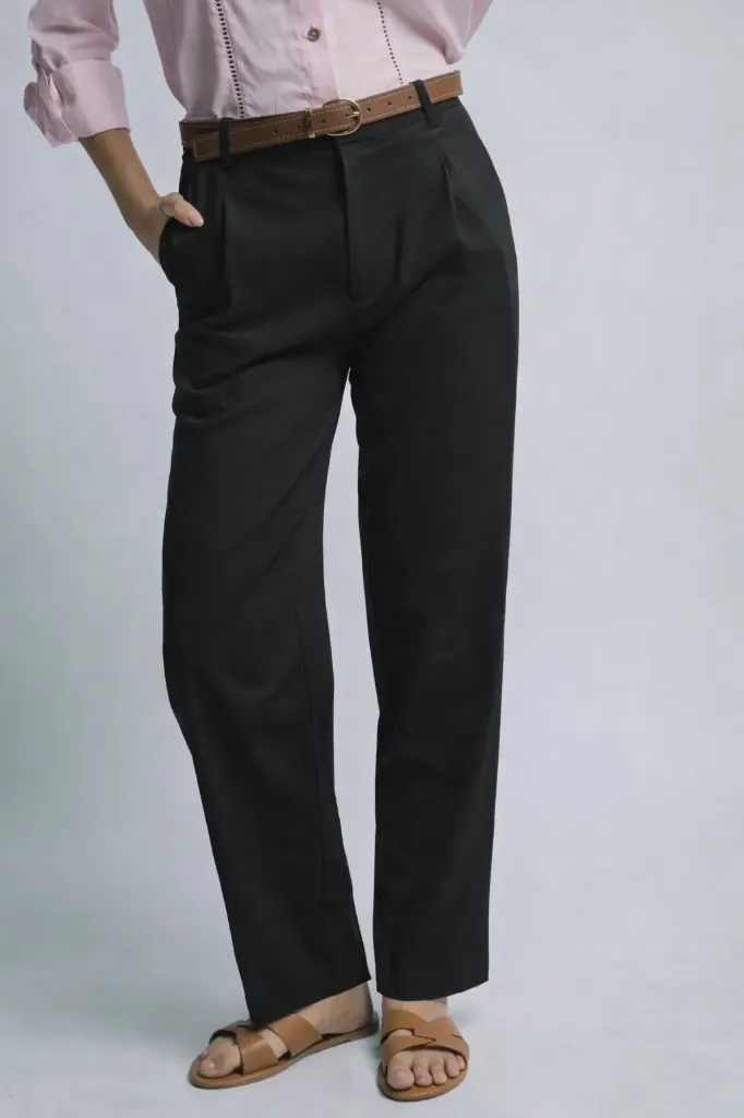 60110PN High Waisted Linen Trousers W/Belt