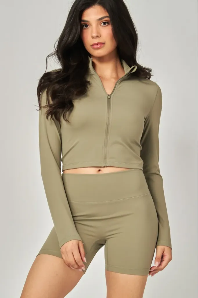 MAYA-100 Butter Soft Long sleeve mock Neck Zip-Up Jacket