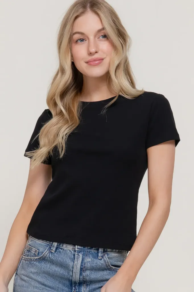 T15139 SHORT SLV CREW NECK RIB TEE