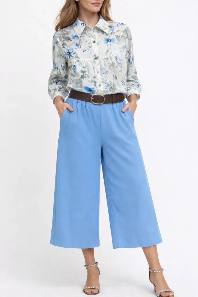 61035 High-waisted Wide-leg Trousers With Belt (S)