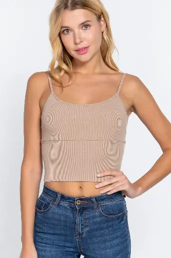 BRA CUP CROP RIB KNIT CAMI TOP