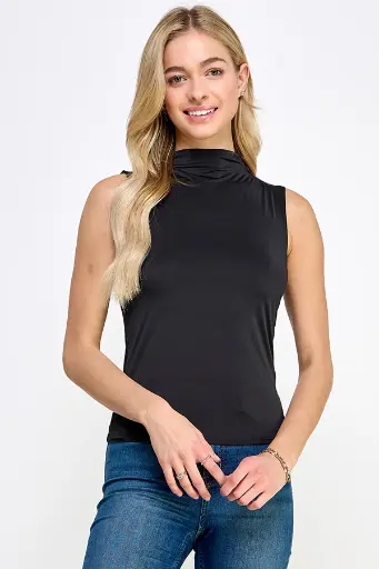 DOUBLE LEAYERED VENECHIA MOCK NECK TANK TOP
